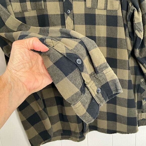 i Jeans by Buffalo Mens XXL Button Front Shirt Black Tan Plaid Long Sleeves - Picture 3 of 10